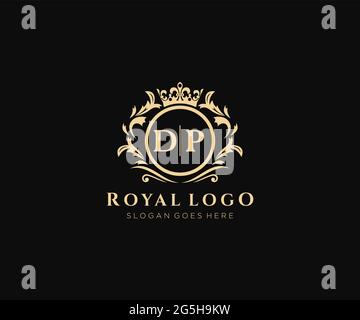 DP Letter Luxurious Brand Logo Template, für Restaurant, Royalty, Boutique, Cafe, Hotel, Wappentisch, Schmuck, Mode und andere Vektorgrafik. Stock Vektor