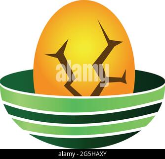 Zerbrochene Eier im Nest. Eier-Symbol, Vektorgrafik Stock Vektor