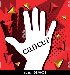 Stoppen Sie Krebs mit dem Hand Vector Icon Illustration. Stock Vektor