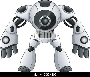 Niedliche Roboter Cartoon auf weißem Hintergrund isoliert Stock Vektor