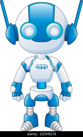 Niedliche Cartoon-Roboter auf weißem Hintergrund isoliert Stock Vektor