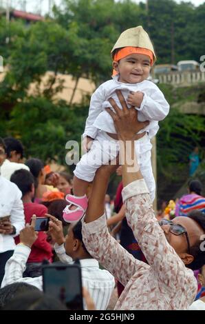 Pune India : 12. Oktober 2019 : Hindus feiern Ganesh Chaturthen für 10 Tage, und am 11. Tag dieses Festivals ist Ganesh Visarjan Stockfoto