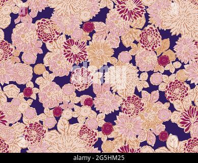 Vintage-Stil floralen nahtlose Muster-Design, Shabby chic Blumen wiederholen Hintergrund für Web und Druck Stockfoto