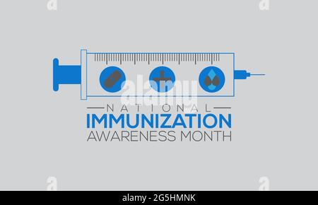 National Immunization Awareness Month Vector Banner Template Beobachtet Am August Stock Vektor