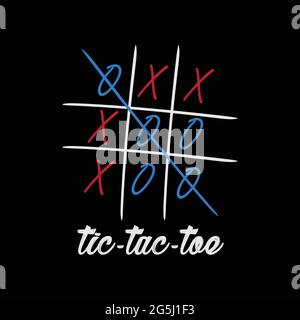 Denken Sie über den Tellerrand hinaus. TIC tac Toe Game minimalistisches Vektor-T-Shirt-Design. Stock Vektor