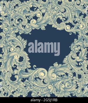 Dekorativer Zierrahmen im Vintage-Stil. Editierbare handgezeichnete Illustration. Vektorgravur. Isoliert auf dunklem Hintergrund. 8 EPS Stock Vektor