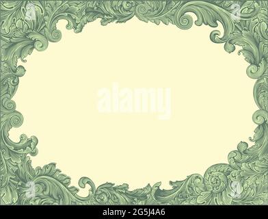 Dekorativer Zierrahmen im Vintage-Stil. Editierbare handgezeichnete Illustration. Vektorgravur. Isoliert auf hellem Hintergrund. 8 EPS Stock Vektor