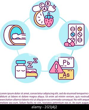 Symbole der Konzeptlinie Komplementär- und Alternativmedizin mit Text Stock Vektor