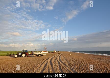 Der Strand von Cley-next-the-Sea, Nord-Norfolk, England, Großbritannien. Stockfoto