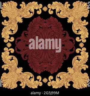 Dekorativer Zierrahmen im Vintage-Stil. Editierbare handgezeichnete Illustration. Vektorgravur. Isoliert auf schwarzem Hintergrund. 8 EPS Stock Vektor