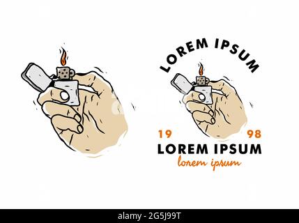 Handhalten Feuerzeug Illustration Zeichnung Design Stock Vektor