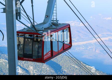 Seilbahn Olympos, Blick vom Gipfel des tahtali. Stockfoto
