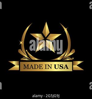 Made in USA Stock Icon, flaches Design. Etikett Stock Vektor
