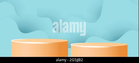 Sommer Sale Banner mit Produkt-Anzeige zylindrische Plattform Form. Abstrakter Hintergrund Stock Vektor