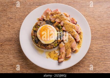 Köstliches Essen von Küchenchef Stephen Terry im Hardwick, Abergavenny, Wales. Bitte Kredit: Phillip Roberts Stockfoto