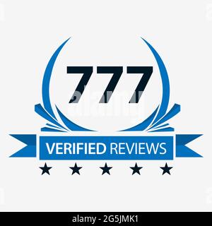 777 verifizierte Bewertungen mit Ribbon. Vektorgrafik auf weißem Hintergrund. Stock Vektor