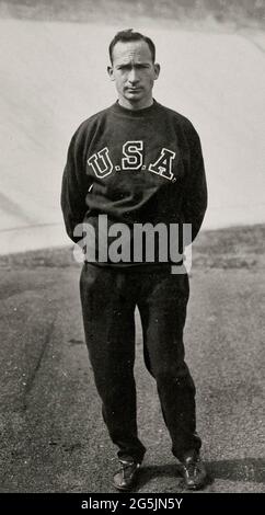 Jackson Scholz bei den Olympischen Sommerspielen 1928 in Amsterdam, Niederlande Stockfoto