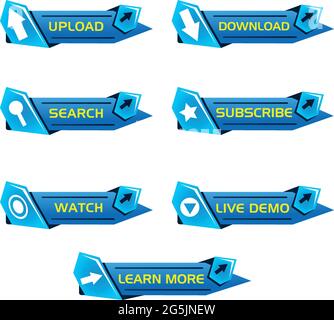 Blaue Set Web-Tasten. Stock-Taste für Web, Blog, etc Stock Vektor