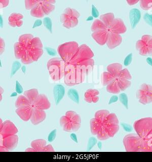 Muster mit Blumen und Pflanzen. Der Stil ist Aquarell, florale Illustration. Nahtloses Muster Stockfoto