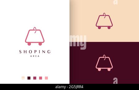 Einkaufstasche-Logo in schlichtem und minimalistischem Stil Stock Vektor