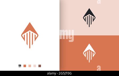 Rakete oder Kompass-Logo in einfacher und moderner Form Stock Vektor