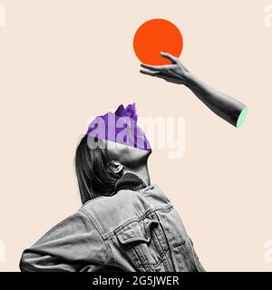Collage zeitgenössischer Kunst. Surrealismus, Minimalismus in der Kunst Stockfoto