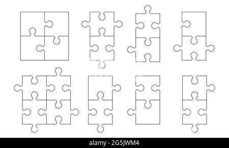 Set Puzzle-Stücke auf weiß Stock Vektor