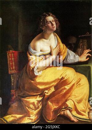 Artemisia Gentileschi, Bekehrung der Magdalena, (büßende Maria Magdalena), Malerei, um 1620 Stockfoto