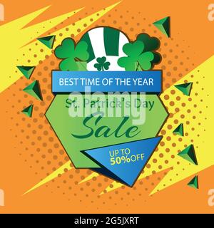 St. Patrick's Day Verkauf Banner. Designs für Plakate, Hintergründe, Karten, Banner, Aufkleber, Usw. Stock Vektor