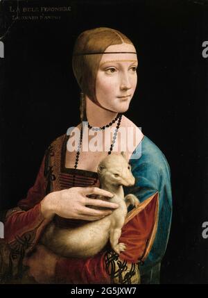 Leonardo da Vinci, Porträtmalerei, Dame mit einem Ermin, um 1490 Stockfoto