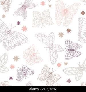Schmetterling Grafik Farbe nahtlose Muster Hintergrund Skizze Illustration Vektor Stock Vektor