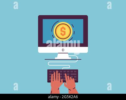 Online-Banking, Zahlungsmethoden, elektronische Überweisungen und Überweisungen, elektronische Finanzen. Vektorabbildung. Stock Vektor