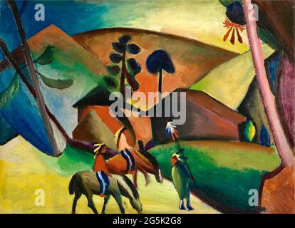 August Macke Kunstwerk mit dem Titel Native Americans on Horses, Stockfoto