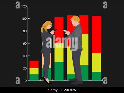 Business Mann und Frau mit Diagramm Hintergrund für Business-Präsentation Vektor Illustration Stock Vektor