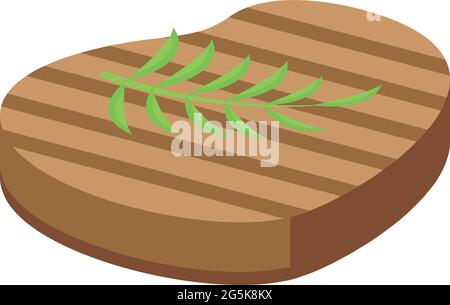 Isometrischer Vektor des Symbols für gegrilltes Steak. Grillfleisch. Gegrilltes Rindersteak Stock Vektor