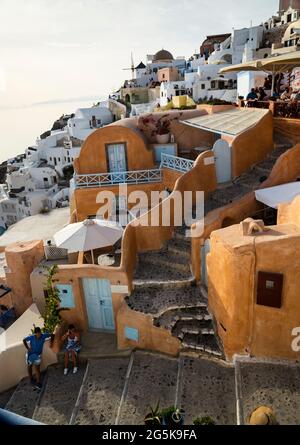 Oia auf der Insel Santorin in Griechenland. Stockfoto