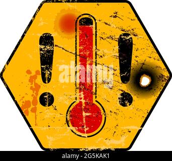 Vintage grungy heat warning sign, heatwave due to Climate change in the USA, Vektor-Illustration Stock Vektor