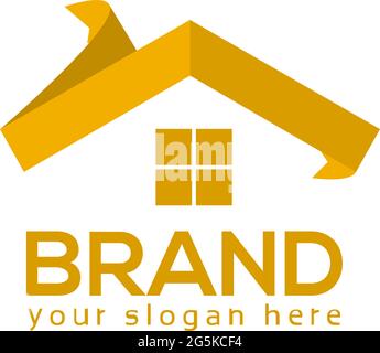 Haus-Ikone im Innensechskant. Immobilienlogo. Abstraktes Haus Logo - Orange Haus. Logo Vektor Illustration Stock Vektor