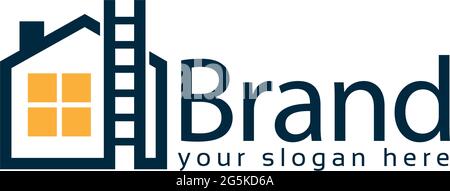 Haustreppen-Logo, flaches Design. Vektorgrafik auf weißem Hintergrund Stock Vektor