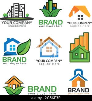 Haus Logo Design Vektor, Haus Symbole gesetzt Stock Vektor