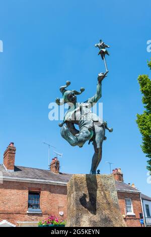 Statue des Narren von As You Like IT von James Butler RA in der Henley Street, Stratford-upon-Avon, Warwickshire Stockfoto
