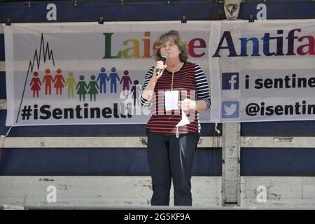 Mailand, Italien. Juni 2021. Angela Camusso während der Manifestation in Mailand für DDL Zan (Foto: Luca Ponti/Pacific Press/Sipa USA) Quelle: SIPA USA/Alamy Live News Stockfoto