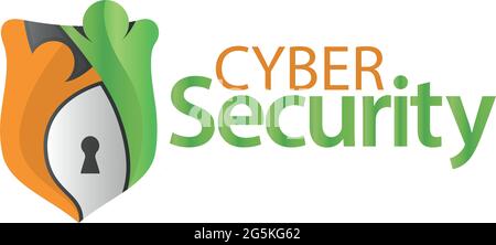 Cyber-Sicherheit mit Shield-Symbol. Flache Vektorgrafik auf weißem Hintergrund Stock Vektor