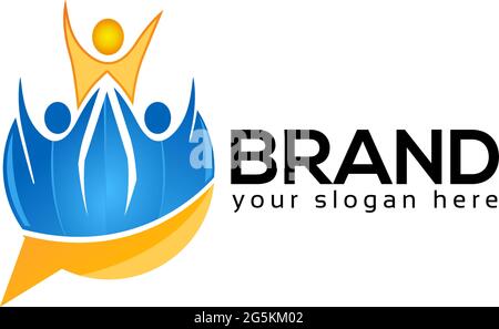 Bubble Human Logo-Vorlage. Kommunikationslogo. Vektorgrafik auf weißem Hintergrund Stock Vektor