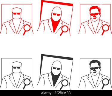 Business-Ikone mit Lupe. Flaches Design, Set-Ikone. Stock Vektor