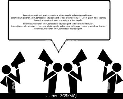 Menschen rufen auf Megaphon, Person in Marketing-Position Netzwerke. Stock Vektor