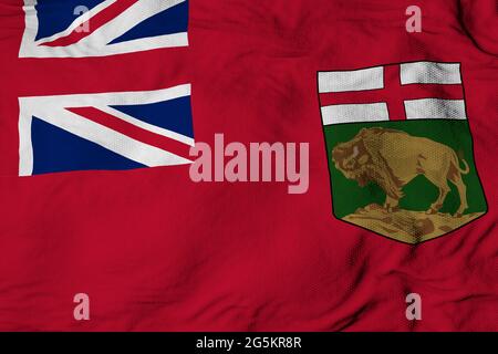 Nahaufnahme einer winkenden Flagge von Manitoba (Kanada) in 3D-Rendering. Stockfoto