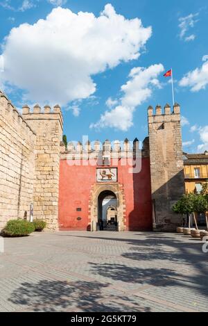 XKPuerta del Leon, Real Alcázar de Sevilla, Sevilla, Andalusien, Spanien, Europa Stockfoto