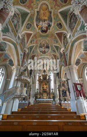 Frauenkirche, Marktkirche, Wasserschloss am Inn, Oberbayern, Bayern, Deutschland, Europa Stockfoto