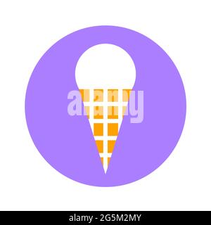 Ikone mit köstlichem Eis in einer Waffeltube. Isolierte Darstellung in flacher Ausführung. Stockfoto